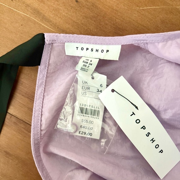 NWT Topshop Top Shirt Blouse Peplum Puff Shiny Pearl Tie Bow Holiday NYE - Picture 4 of 4